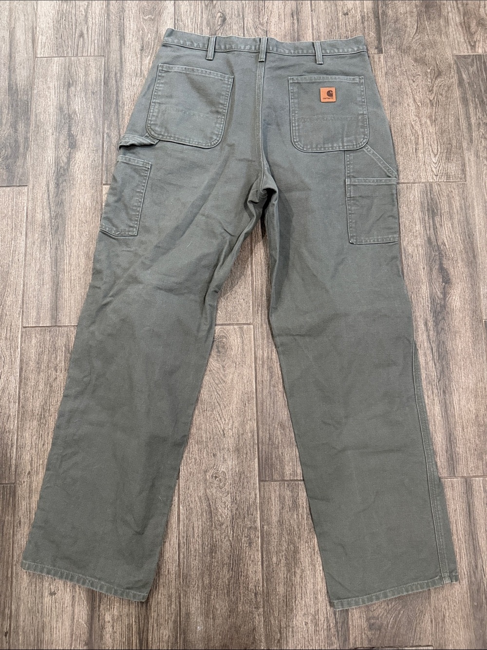 Carhartt Olive Green Utility Dungaree Fit Cargo Pants - Picture 3 of 5